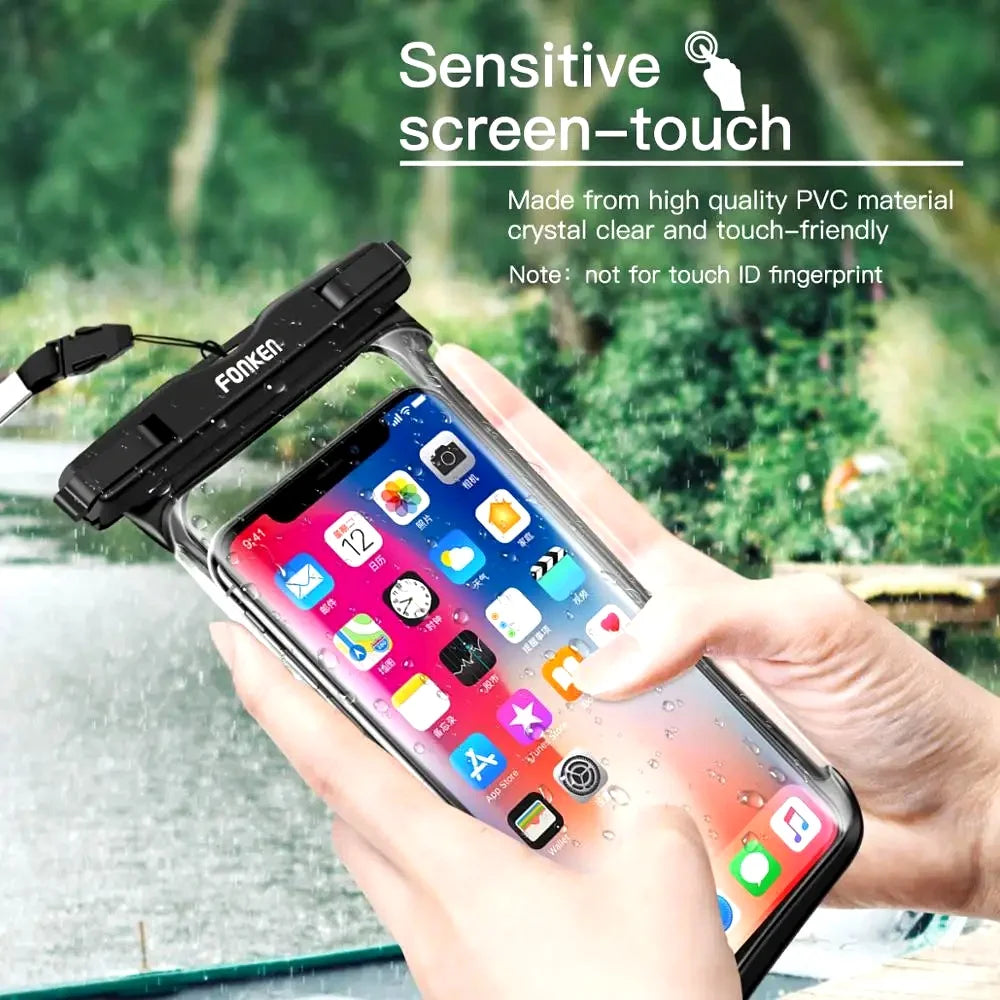 FONKEN Full View Waterproof Case for Phone Underwater Snow Rainforest Transparent Dry Bag Swimming Pouch Big Mobile Phone Covers