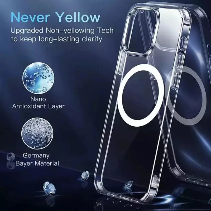 Luxury Wireless Magnetic Cover For Apple Magsafe Case Iphone 11 12 13 15 16 Plus 14 Pro Max 13 Mini Clear Acrylic Cases
