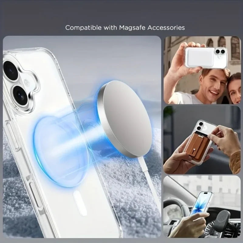New Clear for MagSafe Case For iPhone 17Air 16 15 14 13 12 11Pro Max with Magnetic Feature Shockproof Wireless Charging Cover