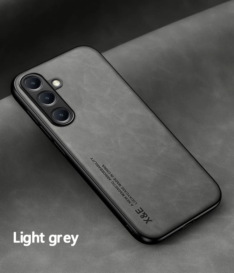 Luxury Leather Ultra Thin Phone Case For Samsung Galaxy S26 S25 S24 S23 S22 S21 Ultra Plus Silky Feel Soft Cover For Car Holder