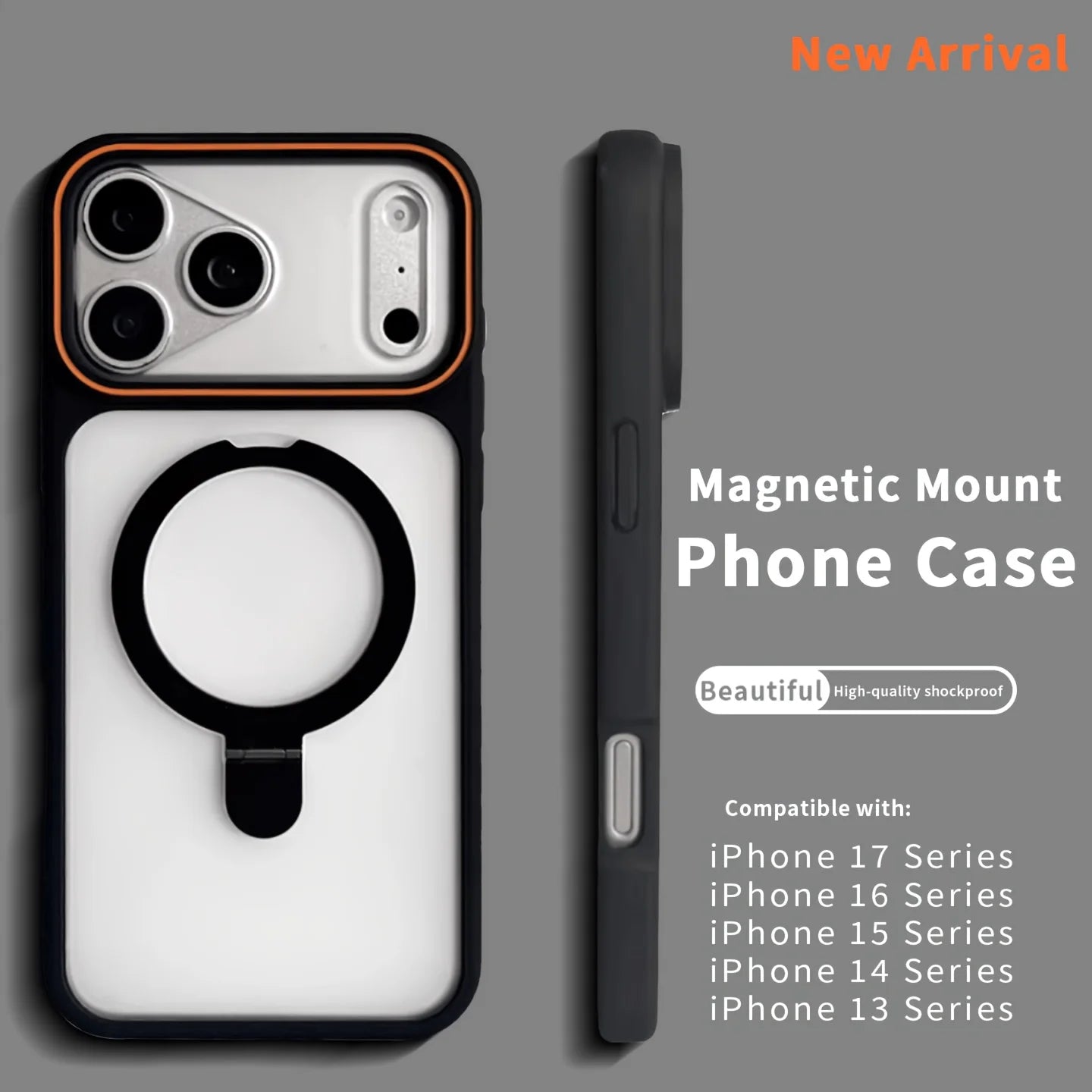Luxury Matte Translucent Ring Bracket for Magsafe Case for IPhone 17 16 13 12 Pro Max 15 14 Plus Magnetic Wireless Charge Cover
