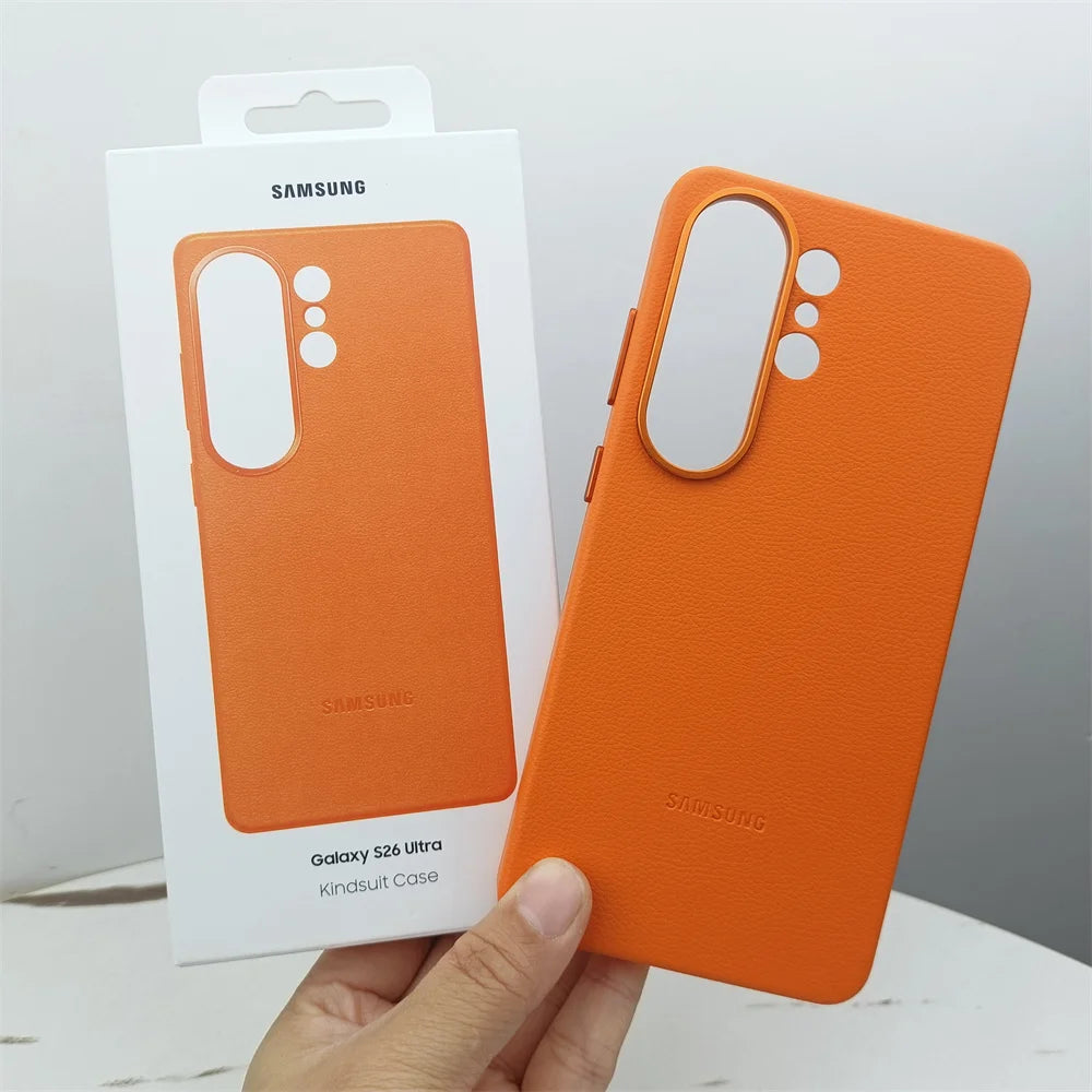 Luxury Leather Phone Case For Samsung Galaxy S26 Ultra Plus S26+ 5G Premium Genuine Shockproof Back Shell S26Ultra S26Plus Cover