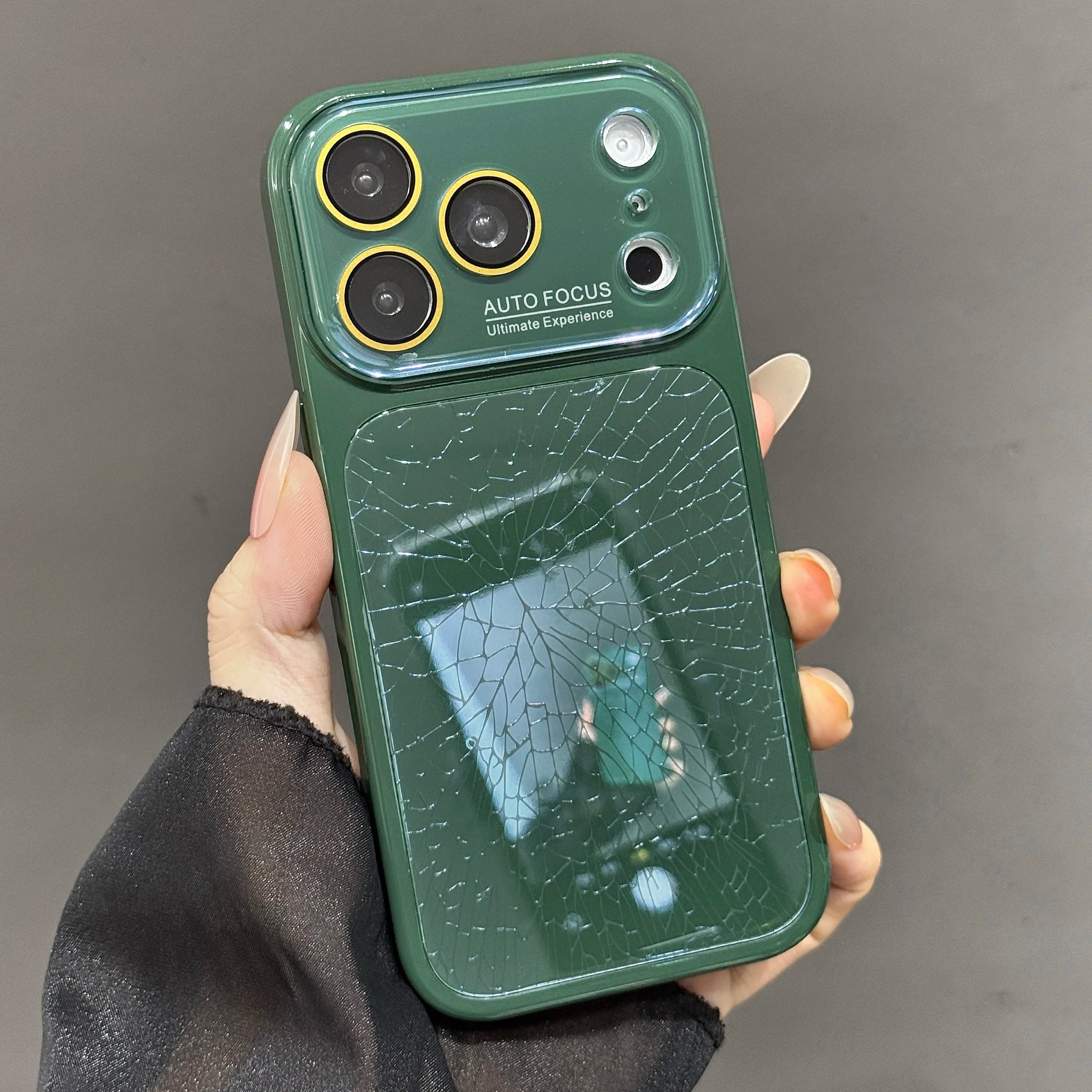 Large Window Broken Glass Texture Phone Case for iPhone 13 14 15 16 17 Pro Max Lens Film Protective Phone Cover Luxury Shell