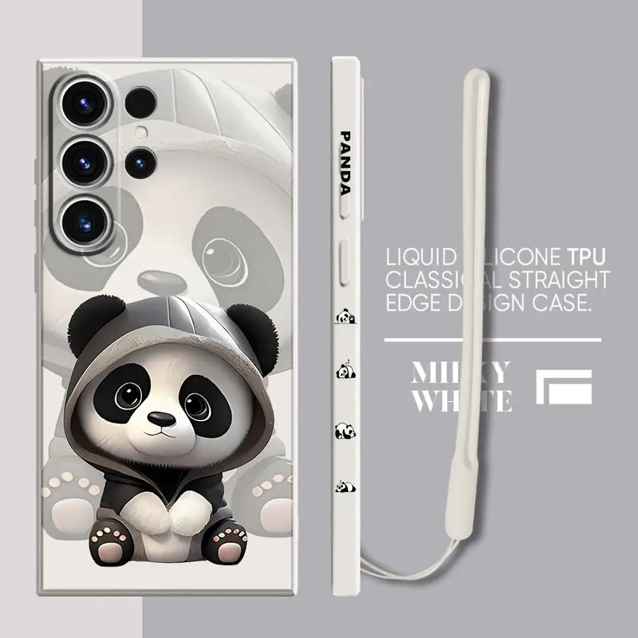 Cute Panda Phone Case for Samsung Galaxy S21 Plus S23 Ultra 5G S20 FE S24 Ultra S22 S22 Plus S22 Note 20 10 S10 Soft Cover
