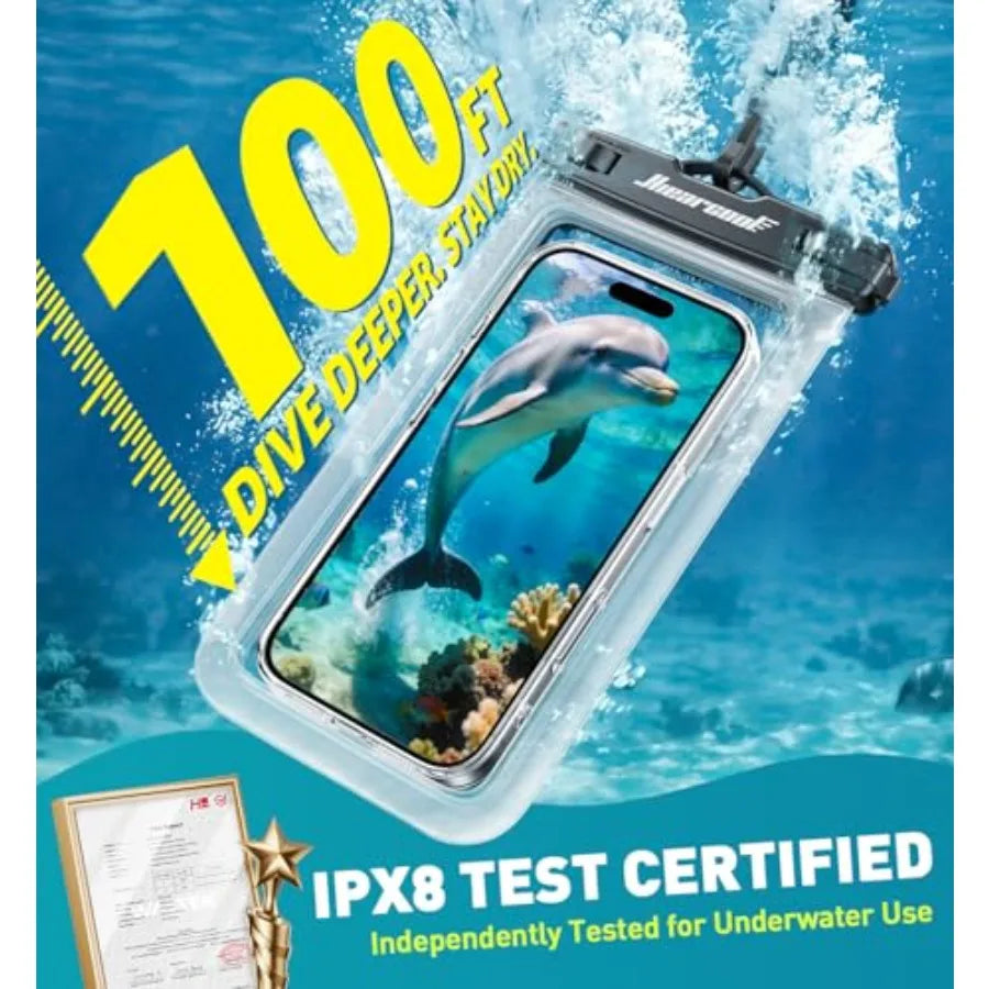 Waterproof Phone Pouch, Waterproof Phone Case with Crossbody Lanyard Compatible for iPhone 17 16 15 14 13 Pro Max Up to 8.9", C