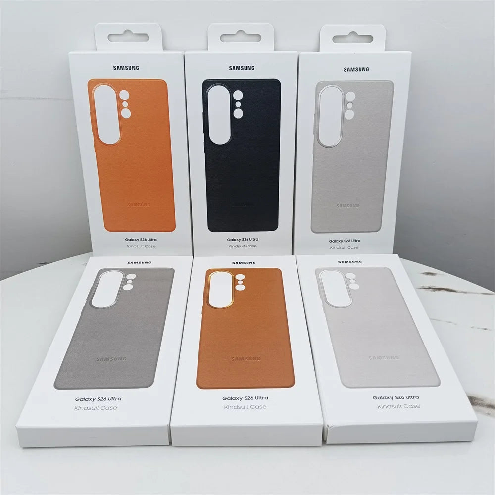 Luxury Leather Phone Case For Samsung Galaxy S26 Ultra Plus S26+ 5G Premium Genuine Shockproof Back Shell S26Ultra S26Plus Cover