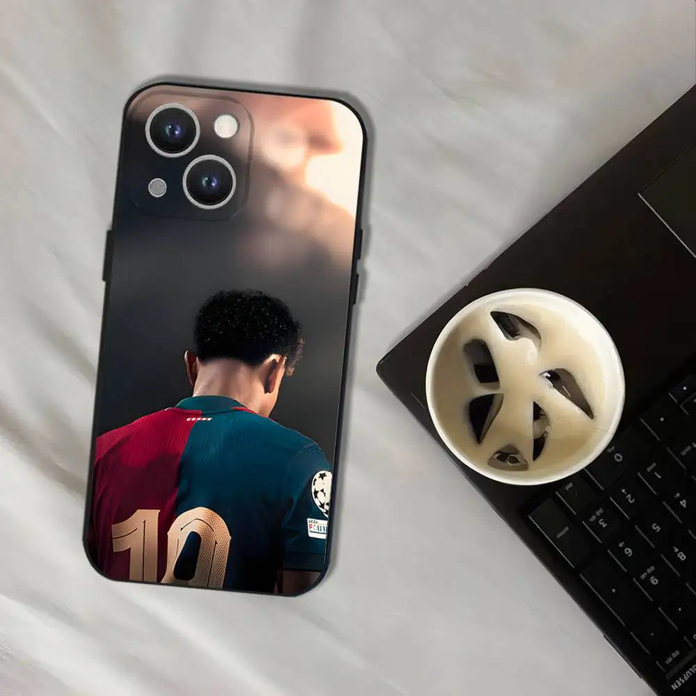 No.19 Football L-Lamine Y-Yamals Phone Case For iPhone 16,15,14,13,12,11,Pro,XS,Max,XR,Plus,E,SE4,Mini Black Soft Cover
