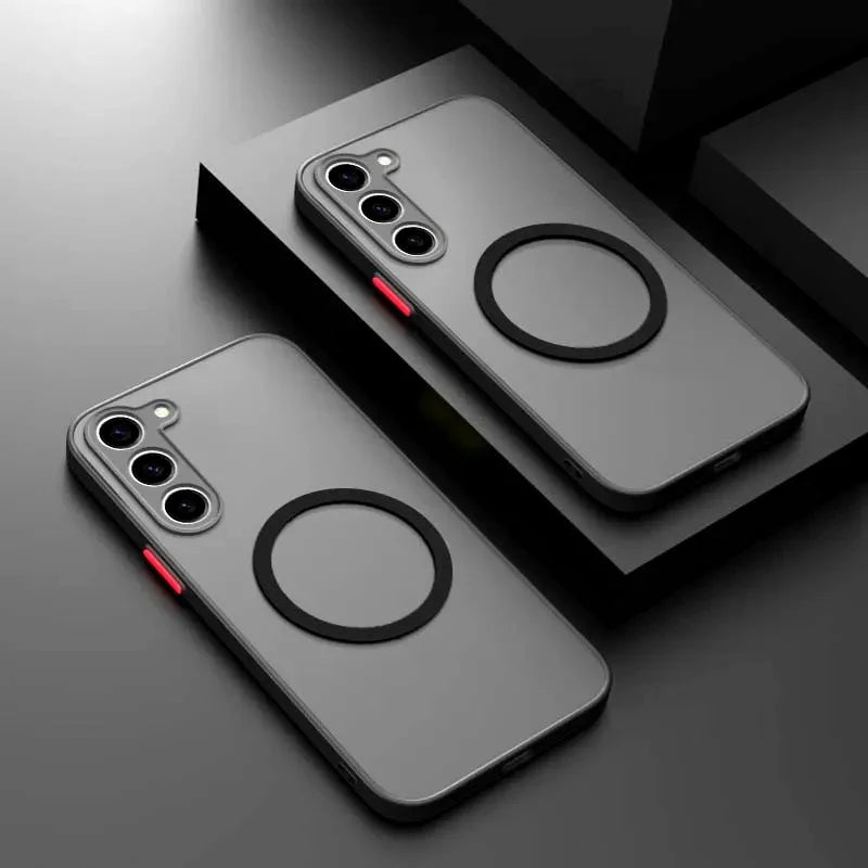 Luxury for Magsafe Wireless Charge Case For Samsung Galaxy S20 S21 S22 S23 FE S24 S25 Plus S25 Ultra Shockproof Matte Clear Case