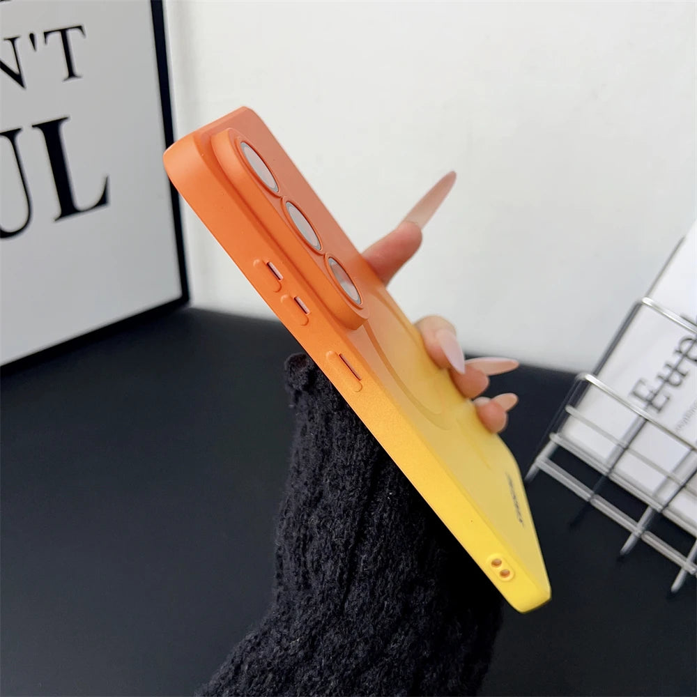 Gradient Liquid Silicone Magnetic Case For Samsung Galaxy S25 S24 S23 S22 S21 S26 Ultra Plus A57 A37 A17 A56 For Magsafe Cover