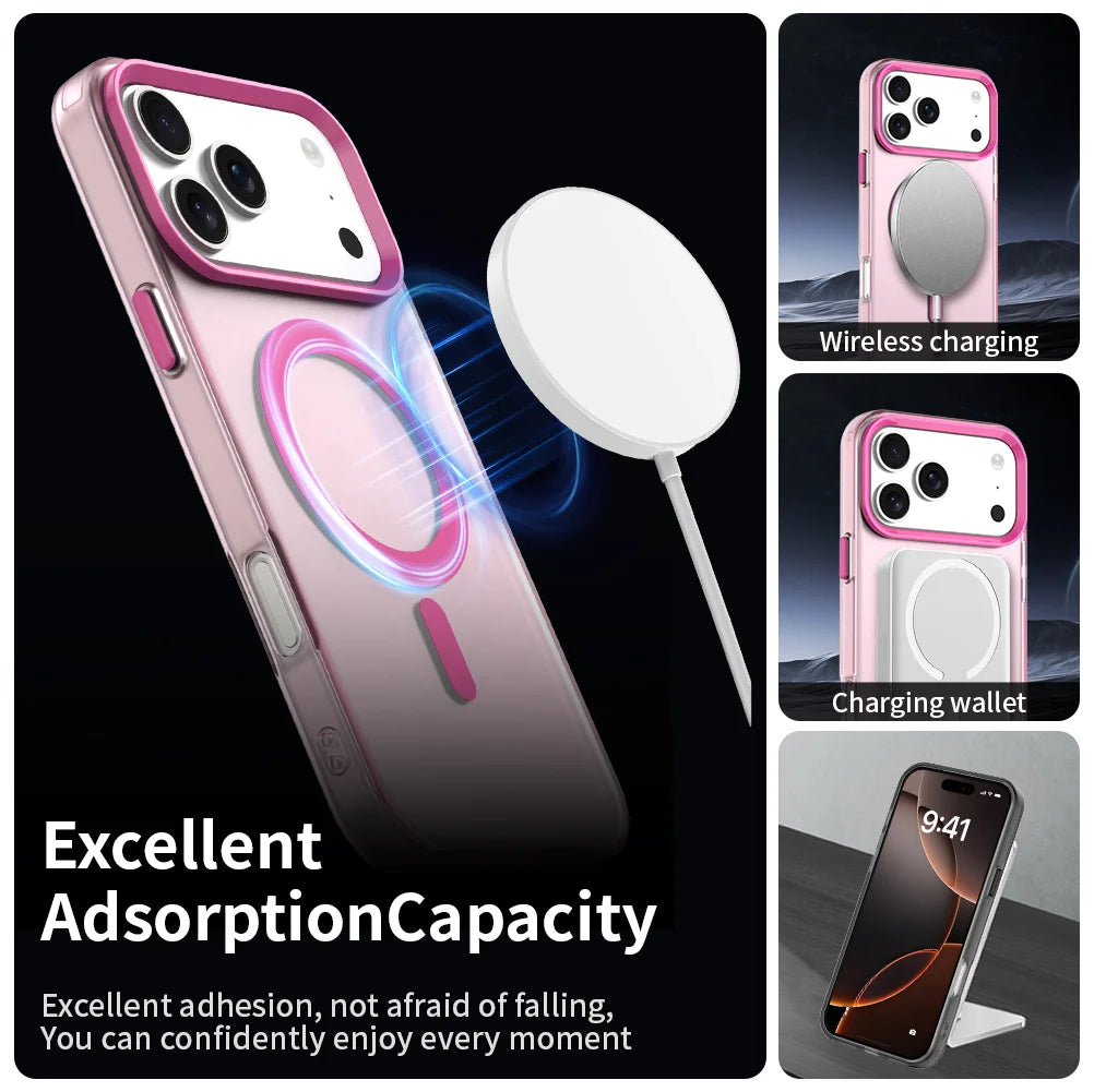 Matte Clear For Magsafe Wireless Charge Case for iPhone 17 Air 16 15 14 Plus 13 12 Pro Max Military Shockproof Candy Color Cover