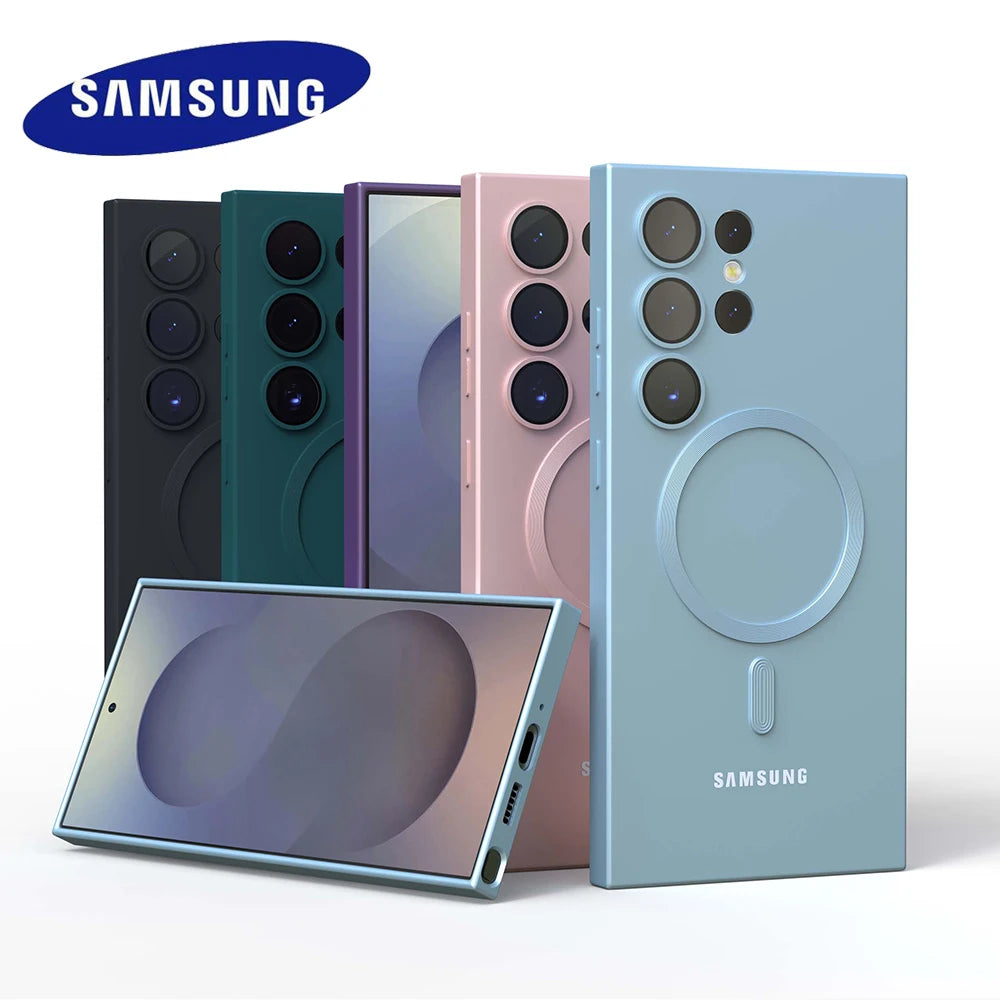 For Magsafe case Samsung Galaxy S25 S24 S23 S22 S21 S20 FE S24 Ultra Liquid silicone magnetic Shockproof Protective Back Cover