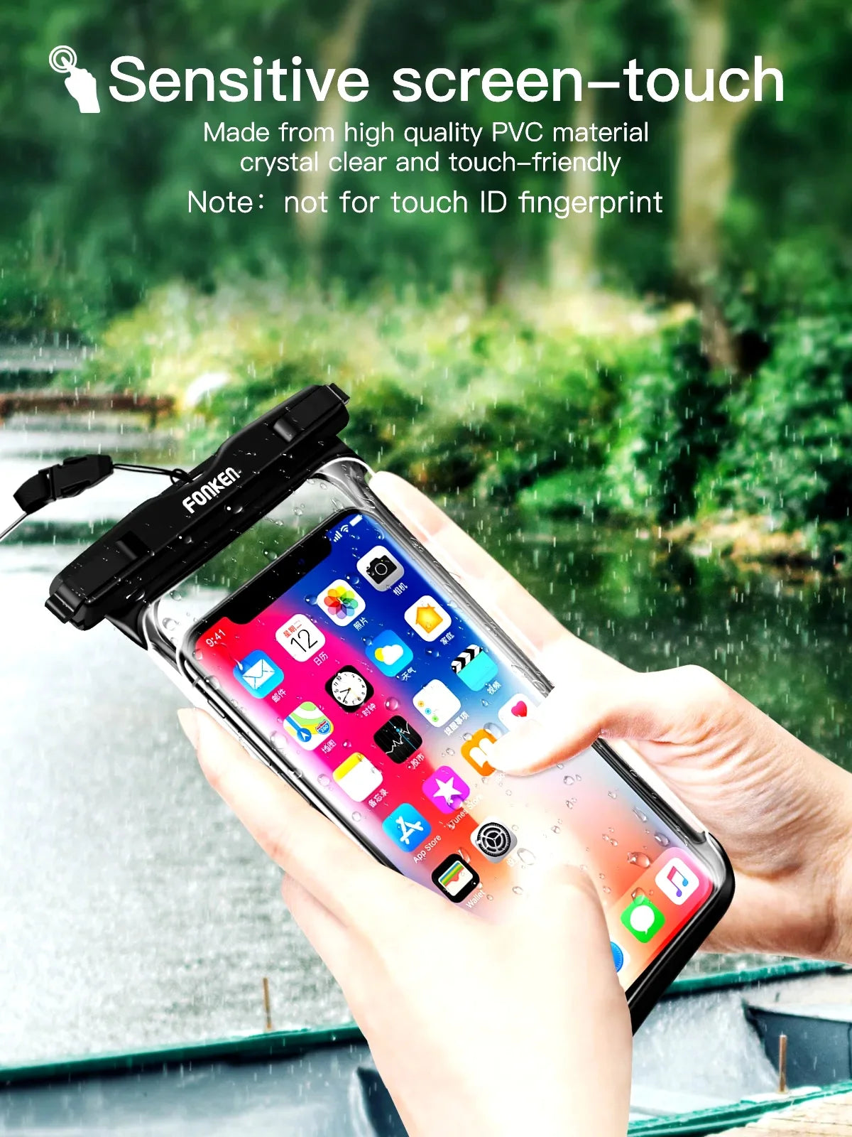FONKEN Full View Waterproof Case for Phone Underwater Snow Rainforest Transparent Dry Bag Swimming Pouch Big Mobile Phone Covers