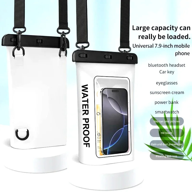 HAISSKY 1.8L Mobile Phone Waterproof Pouch For iPhone 17 16 Pro Max 15 Plus 16E Swimming Rafting Boating Beach Crossbody Bags