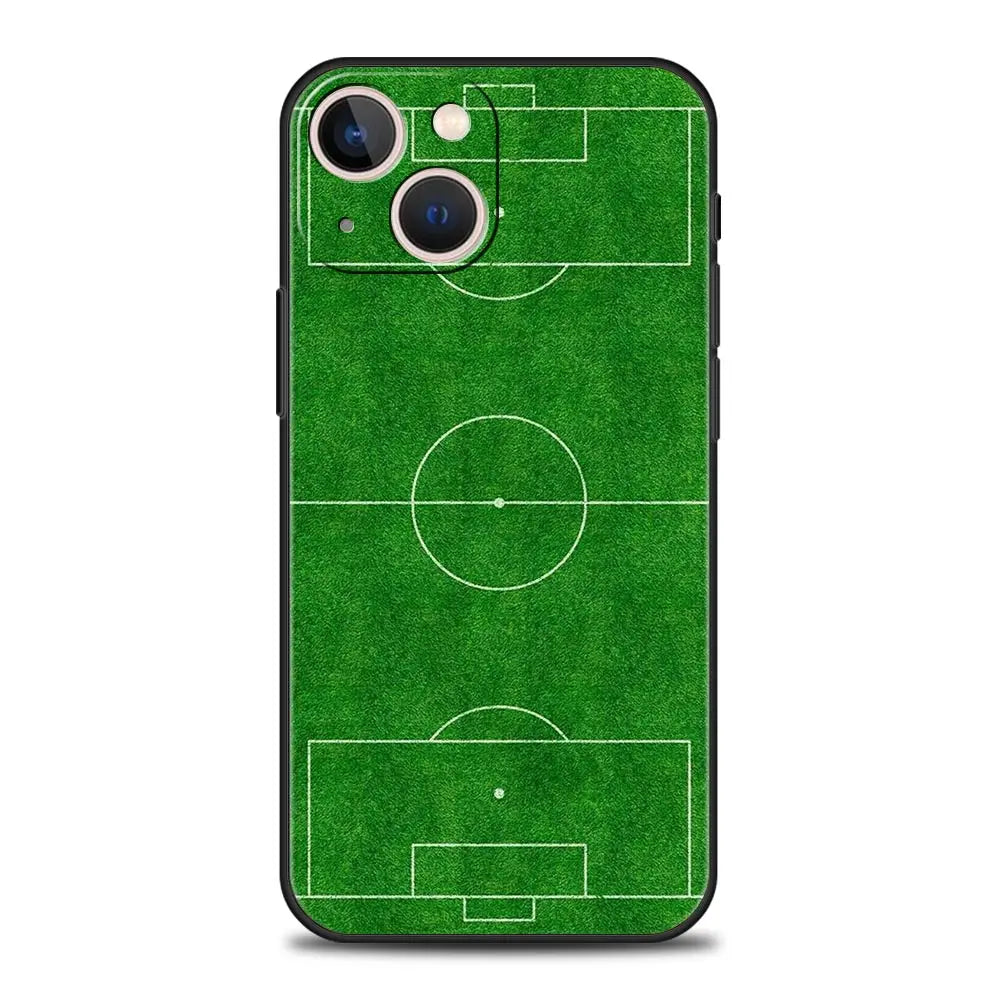 Football Passion Soccer Ball Luxury Phone Case For iPhone 13 15 14 12 Mini 11 Pro MAX XR X SE XS 7 8 Plus Black Protection Cover