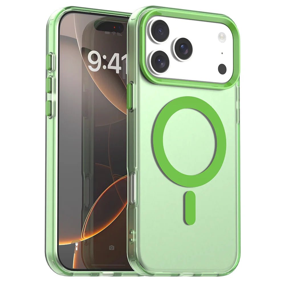 Matte Clear For Magsafe Wireless Charge Case for iPhone 17 Air 16 15 14 Plus 13 12 Pro Max Military Shockproof Candy Color Cover