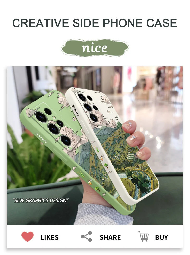 Pastoral Scenery Phone Case For Samsung Galaxy S25FE S24 S23 S22 S21 S20 S10 S10E S9 Ultra Plus FE Note 20 Ultra 10 9 Plus Cover