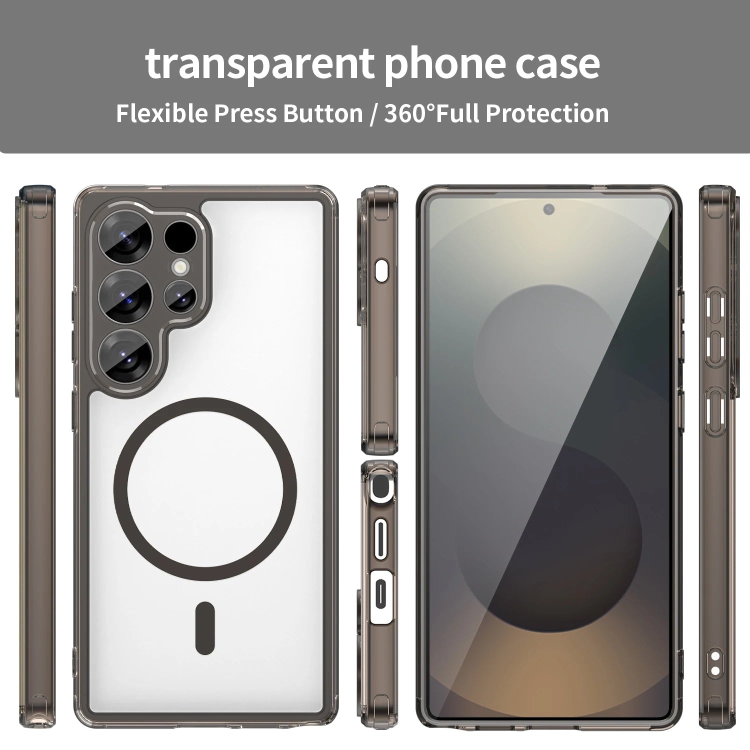 Magnetic Wireless Charging Phone Case For Samsung Galaxy S26 S25 S24 Ultra Plus S26Ultra Shockproof Clear Back Cover Coque