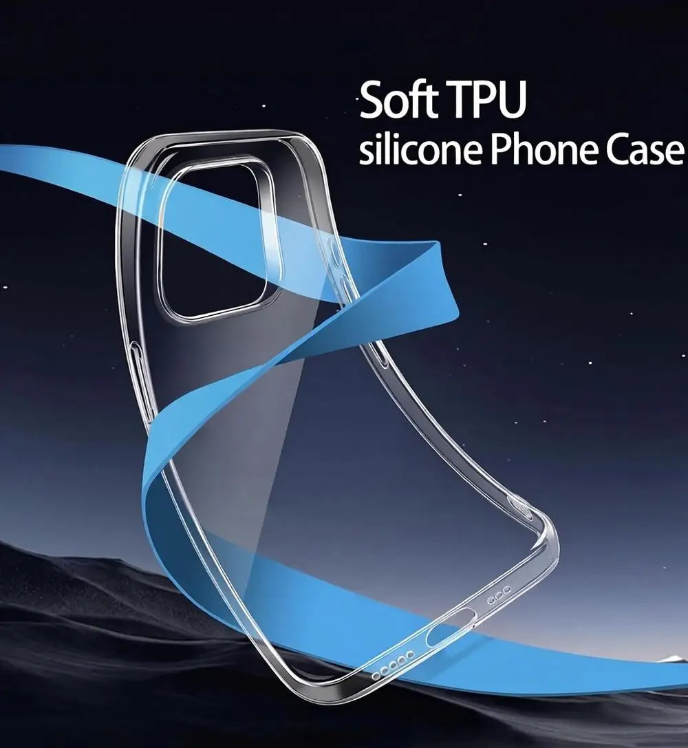 Transparent Soft Silicone Phone Case for iPhone 17 16 15 Pro Max 17Pro Shockproof Clear Cases for iPhone17 14 13 Pro Max Cover