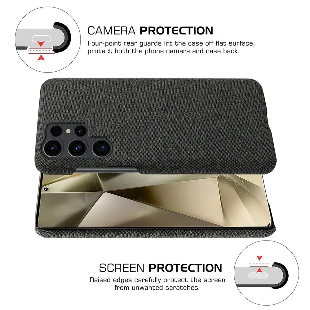 For Samsung Galaxy S24 Ultra S23+ S22Plus S21 S20 FE S10 S9 Case Luxury Fabric Cover For Galaxy Note 20 10 9 8 Cloth Capa Case