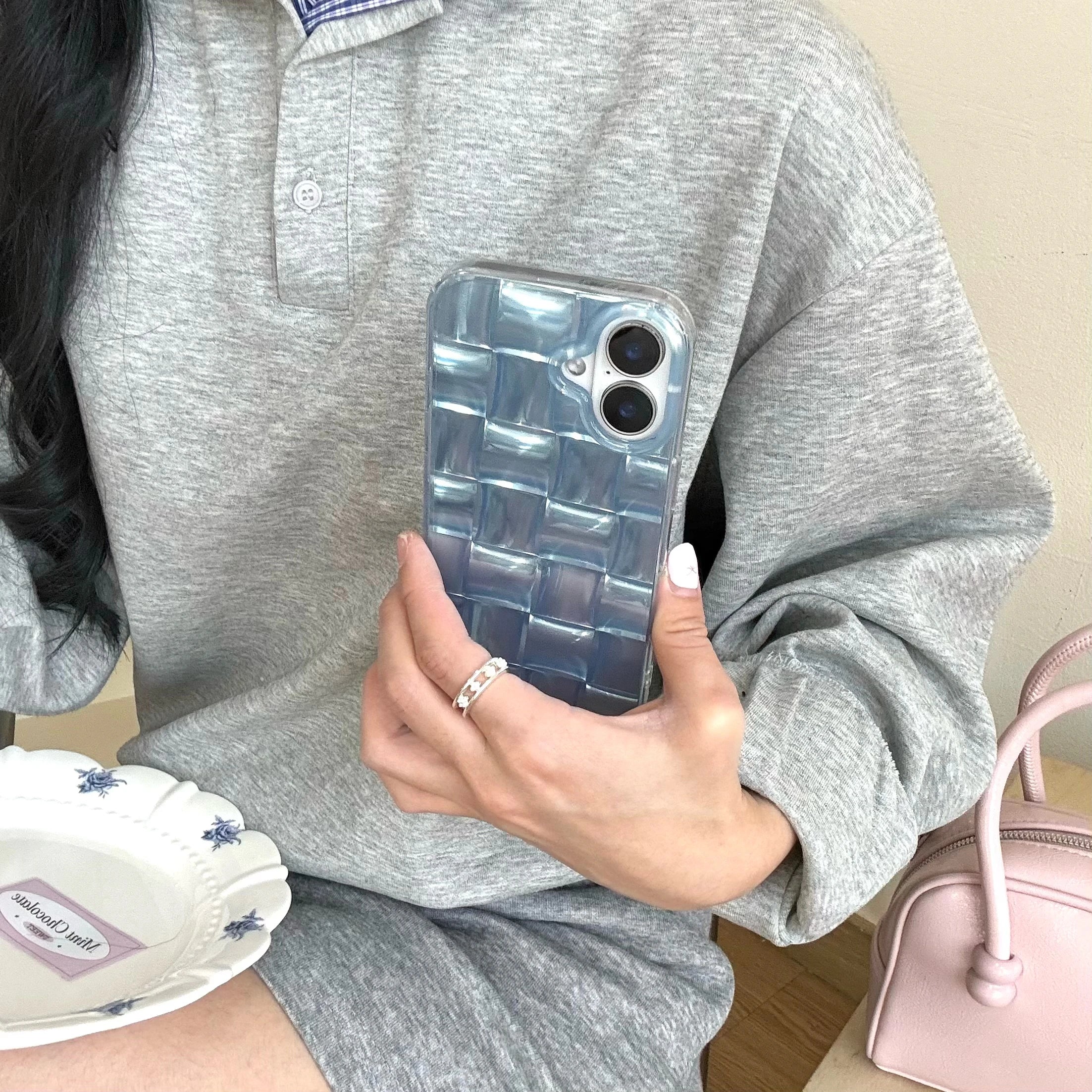 Korean Ins Summer Ice Block Pattern Phone Case for iPhone 16 15 14 13 Pro Max Back Cover Funda