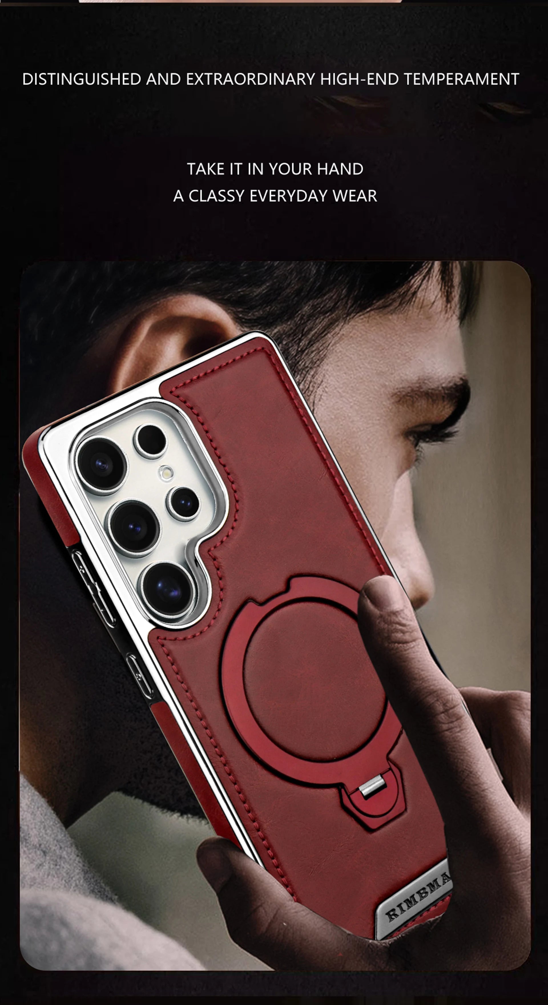360 Rotating Bracket Leather Phone Case for Samsung Galaxy S25 Ultra S24 S23 S22 S25EDGE Magnetic Charging Kickstand Back Cover