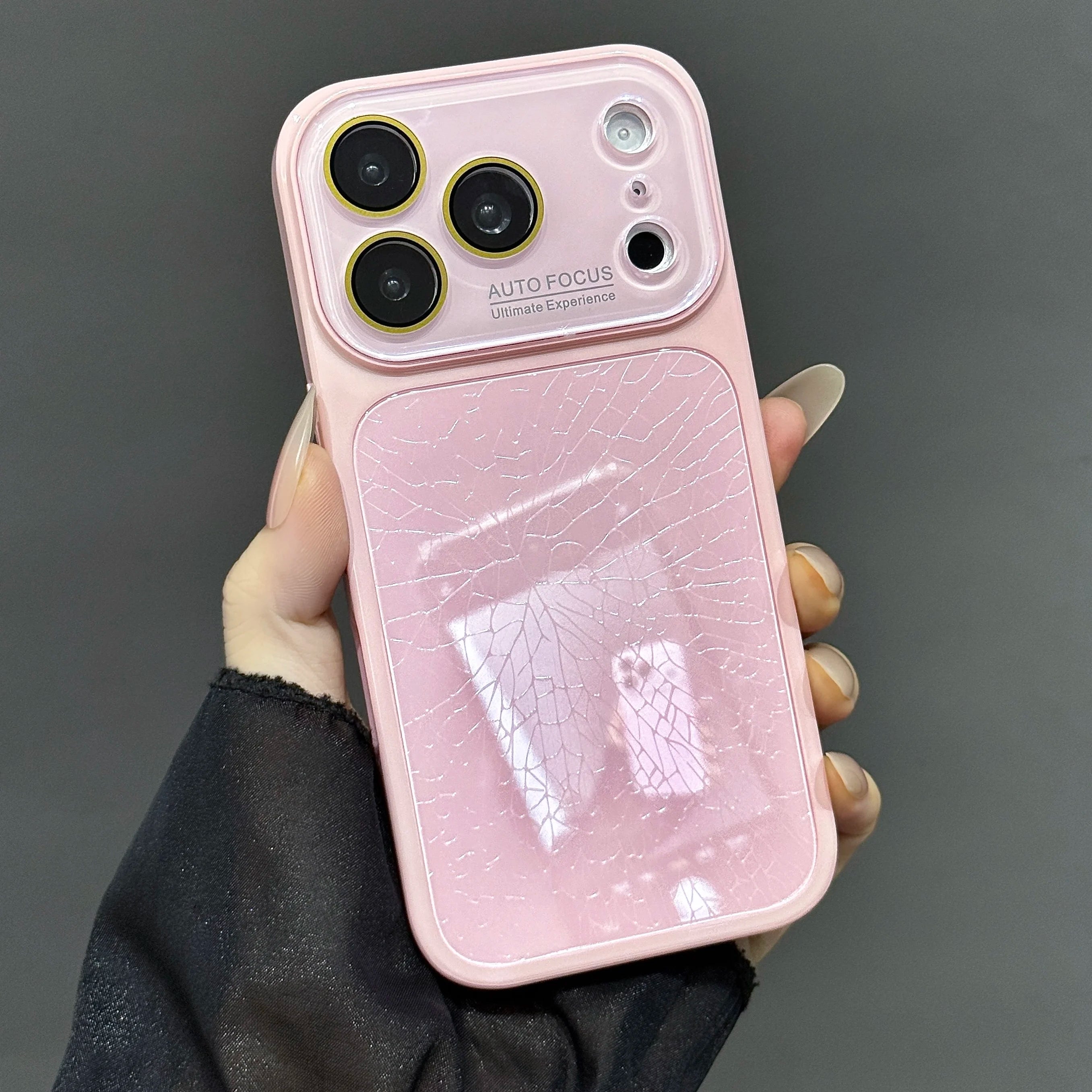 Large Window Broken Glass Texture Phone Case for iPhone 13 14 15 16 17 Pro Max Lens Film Protective Phone Cover Luxury Shell
