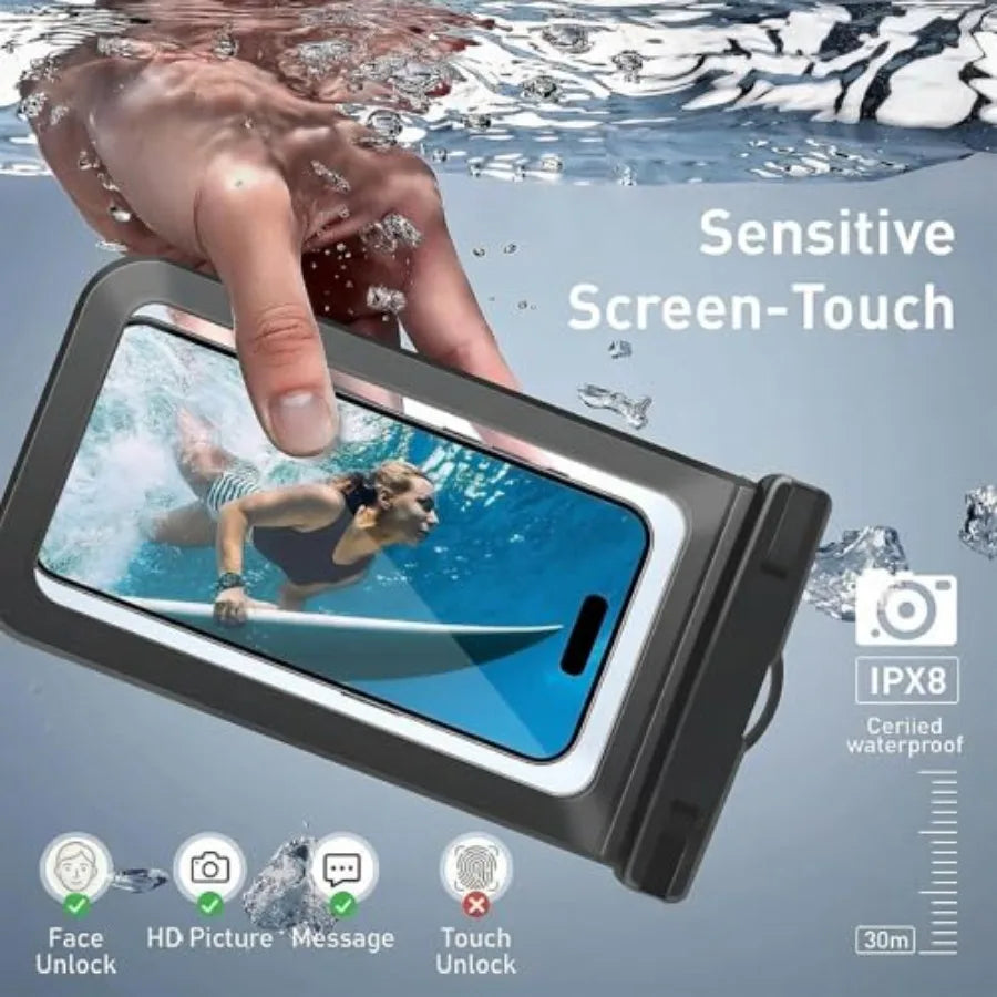 1/2/4 Waterproof Case Pouch Cellphone Dry Bag Compatible for iPhone 17 16 15 14 13Pro Max Plus Black Universal, Up to 7", Cruis