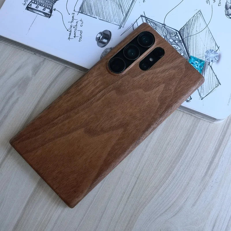 For Samsung Galaxy S25 Ultra S26 S24 S23 S22 S21 Note20 ultra Samsung S25 Plus Walnut Enony Wood Rosewood Wooden Back Case Cover