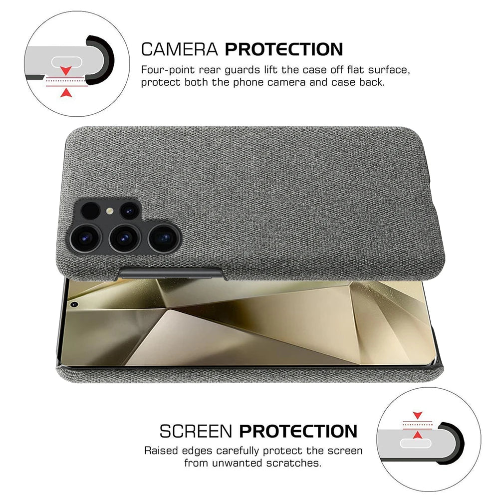 For Samsung Galaxy S24 Ultra S23+ S22Plus S21 S20 FE S10 S9 Case Luxury Fabric Cover For Galaxy Note 20 10 9 8 Cloth Capa Case