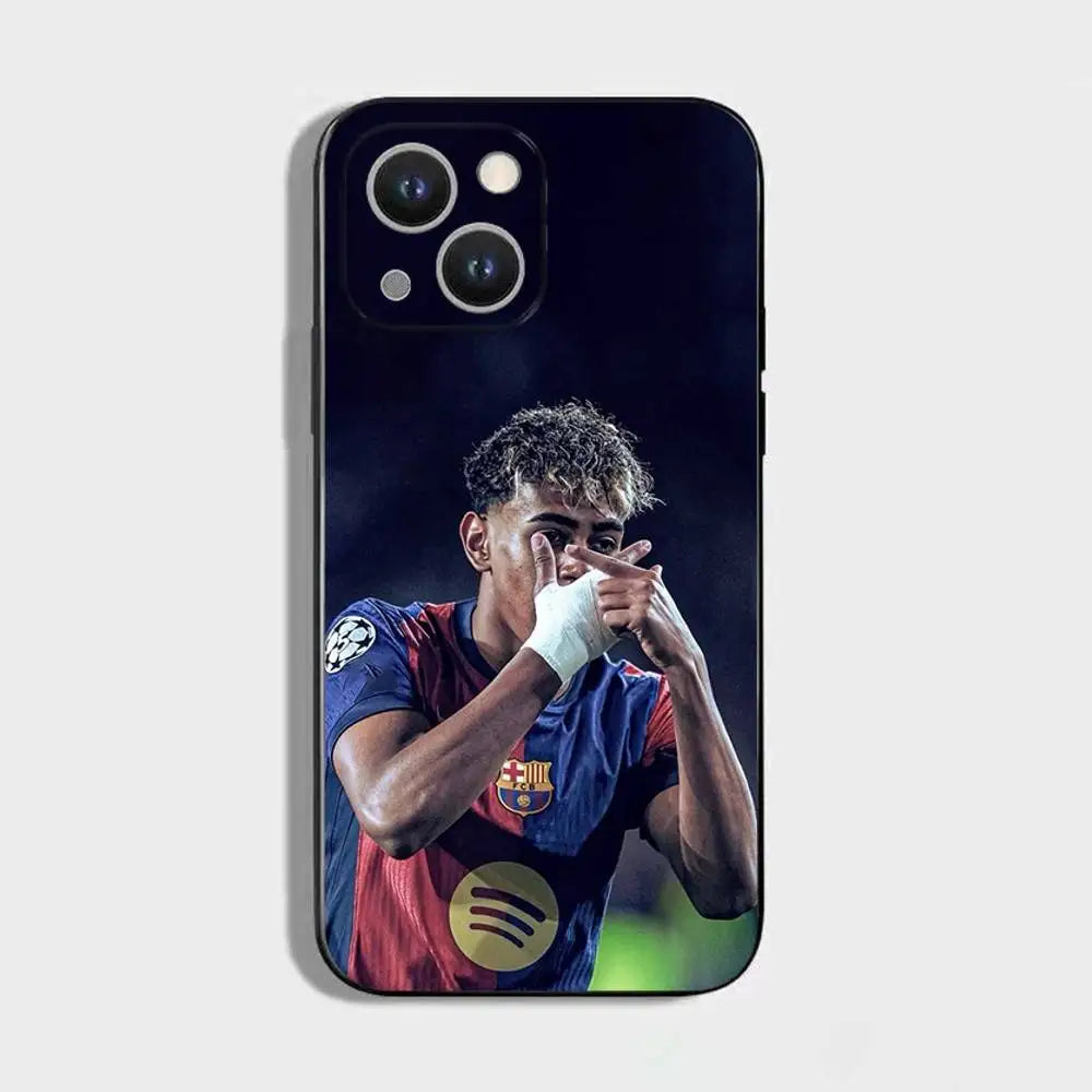 L-Lamine Yamal Phone Case For iPhone 16,15,14,13,12,11 Plus,Pro Max,XS,X,XR,SE,Mini,8,7,Soft Silicone Black Cover