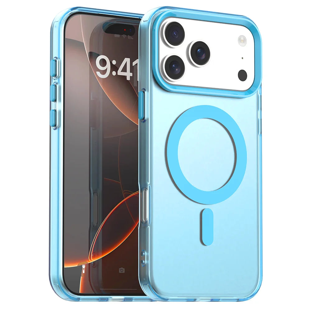 Matte Clear For Magsafe Wireless Charge Case for iPhone 17 Air 16 15 14 Plus 13 12 Pro Max Military Shockproof Candy Color Cover