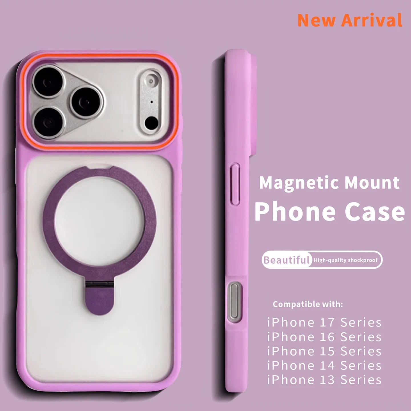Luxury Matte Translucent Ring Bracket for Magsafe Case for IPhone 17 16 13 12 Pro Max 15 14 Plus Magnetic Wireless Charge Cover