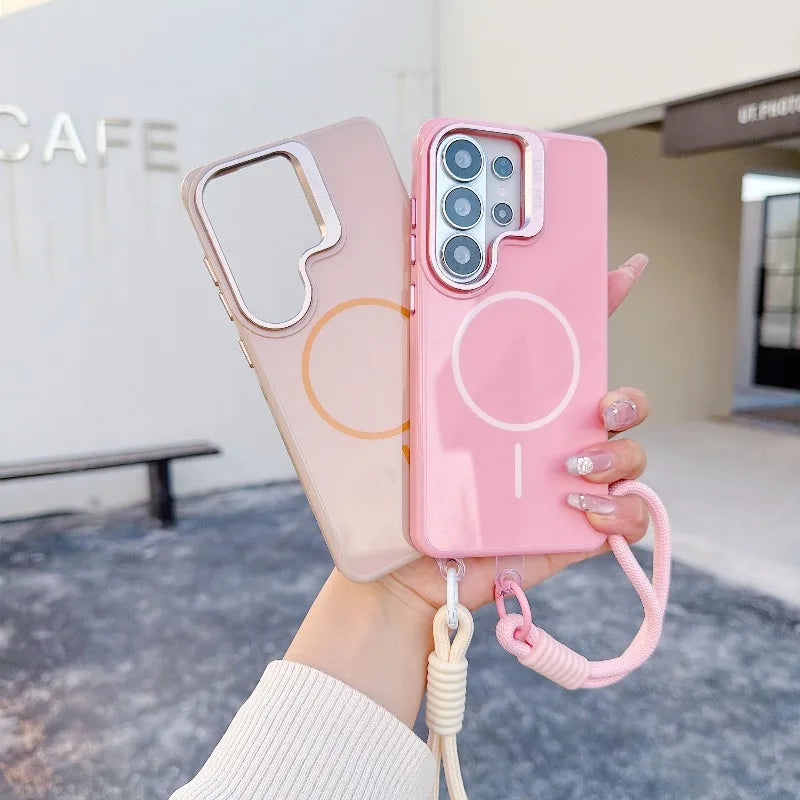 Suitable for Samsung Galaxy S23 S25 S24 S26 Fe Ultra Plus A Series Lanyard Stand Case Compatible with Magnetic Wireless Charging