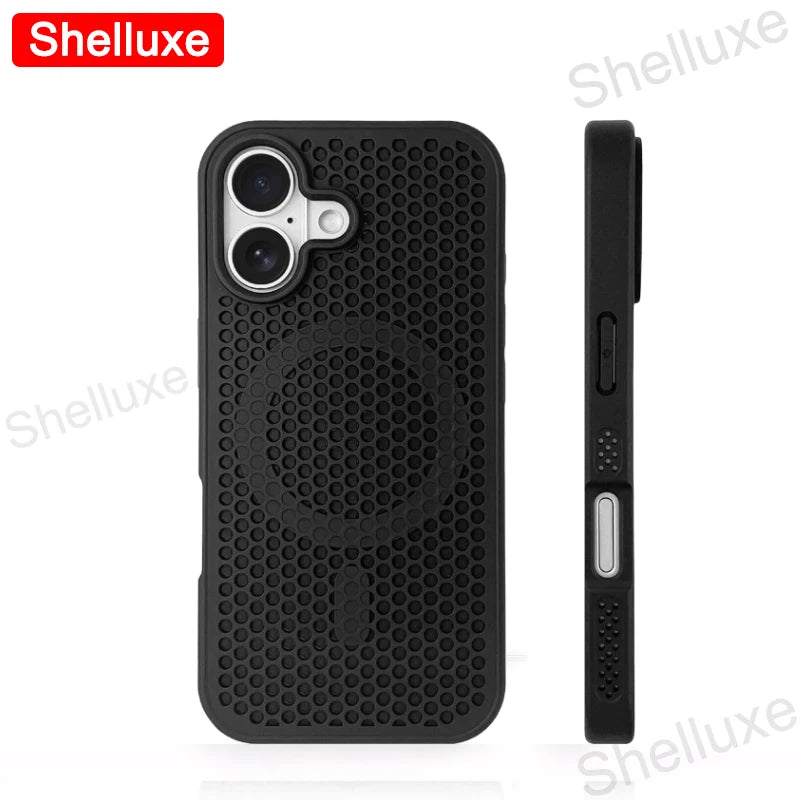 For iPhone17 Cooling Case Shelluxe Breathable Mesh PC Hard Cases For iPhone 17 16 15 14 Plus 13 12 Pro Max Magnetic Phone Cover