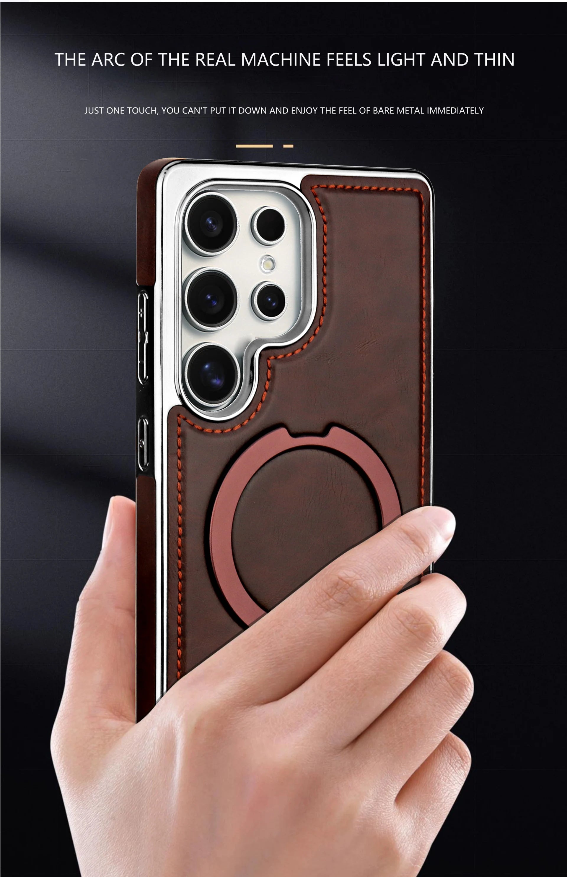 360 Rotating Bracket Leather Phone Case for Samsung Galaxy S25 Ultra S24 S23 S22 S25EDGE Magnetic Charging Kickstand Back Cover