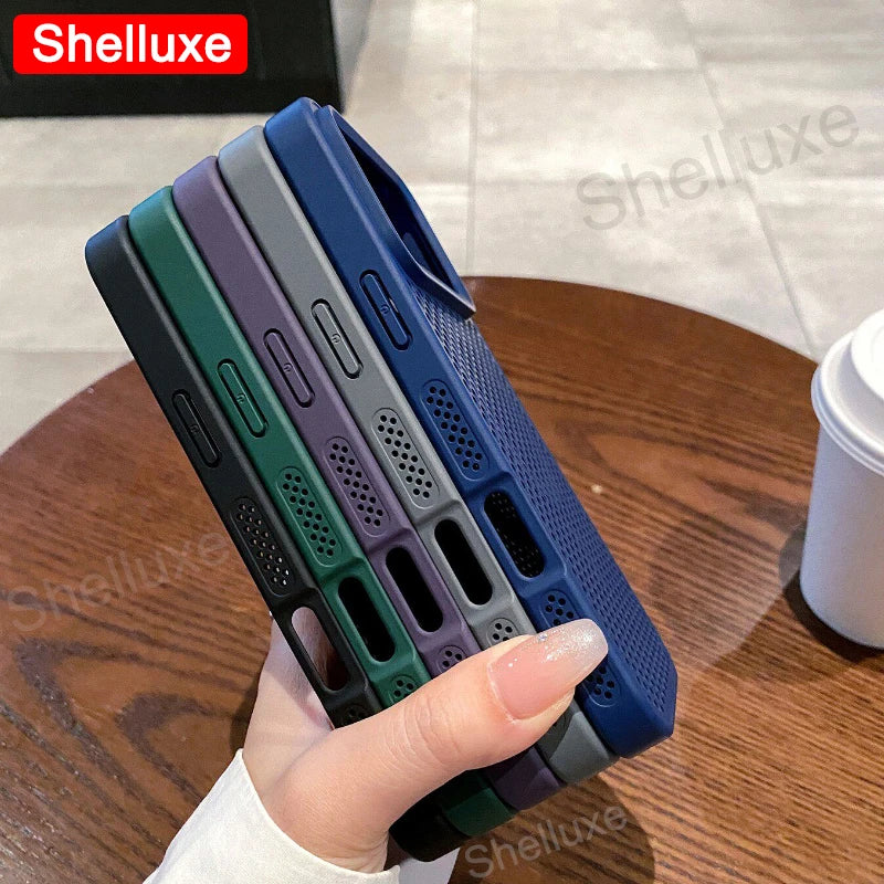 For iPhone17 Cooling Case Shelluxe Breathable Mesh PC Hard Cases For iPhone 17 16 15 14 Plus 13 12 Pro Max Magnetic Phone Cover