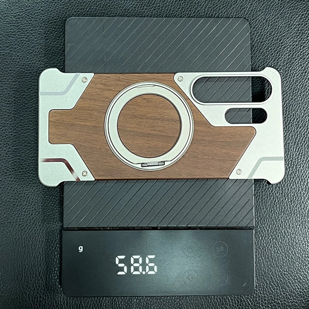 Walnut Wood Case for Samsung Galaxy S26 Ultra Cover 26 U Shockproof Frameless Metal Funda Built-in Kickstand with Protector
