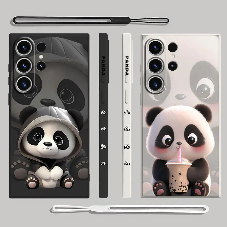 Cute Panda Phone Case for Samsung Galaxy S21 Plus S23 Ultra 5G S20 FE S24 Ultra S22 S22 Plus S22 Note 20 10 S10 Soft Cover