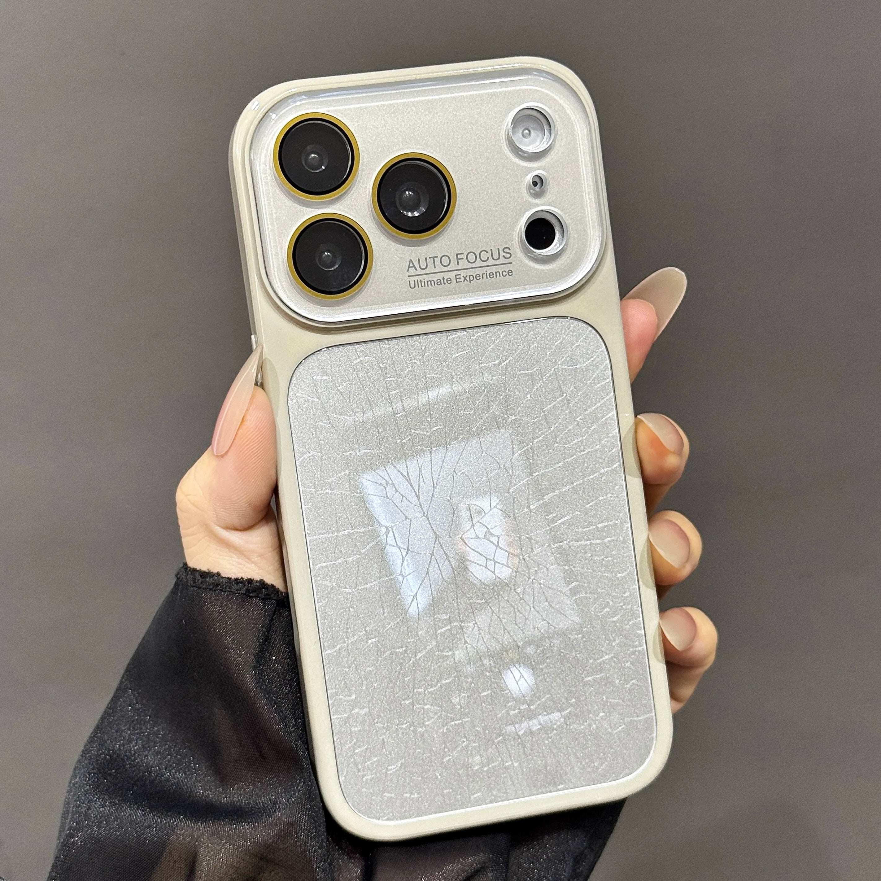 Large Window Broken Glass Texture Phone Case for iPhone 13 14 15 16 17 Pro Max Lens Film Protective Phone Cover Luxury Shell