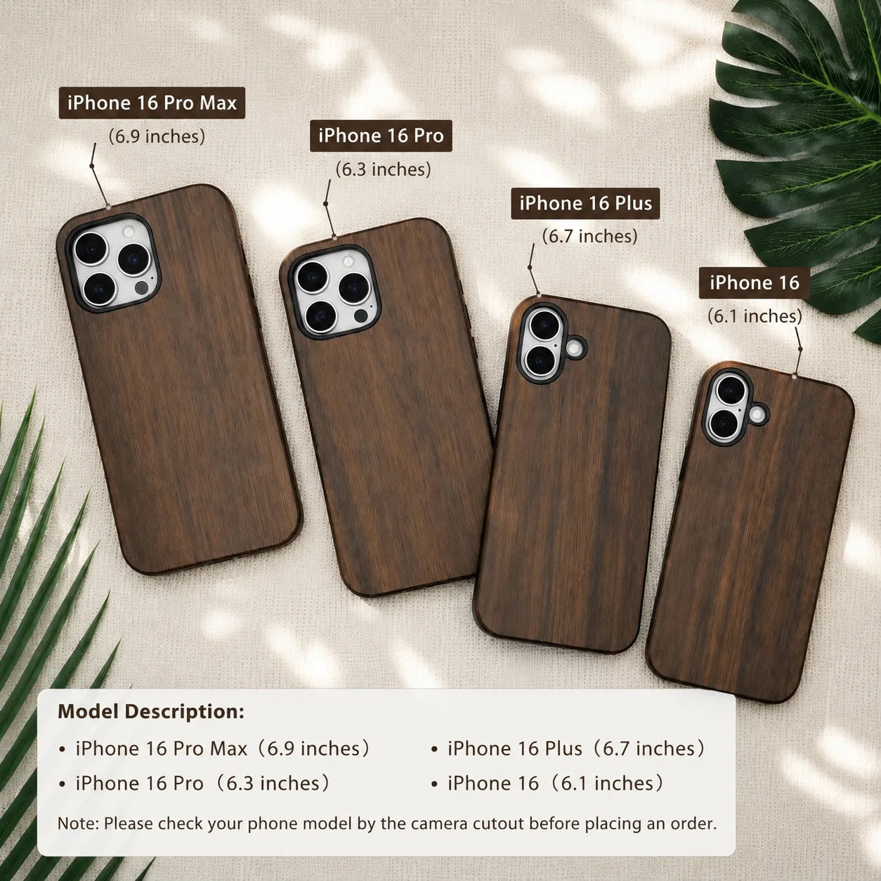 Luxury Shockproof Nature Walnut Wood Phone Case for iPhone 16, 16 Pro, 16 Pro Max Waterproof Cases Cover