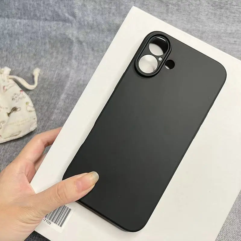 Matte Black Silicone Case For iPhone 16 17 15 14 13 12 11 Pro Max 16 Plus 12 mini X XS Max XR 16E 17E Air Soft Cover