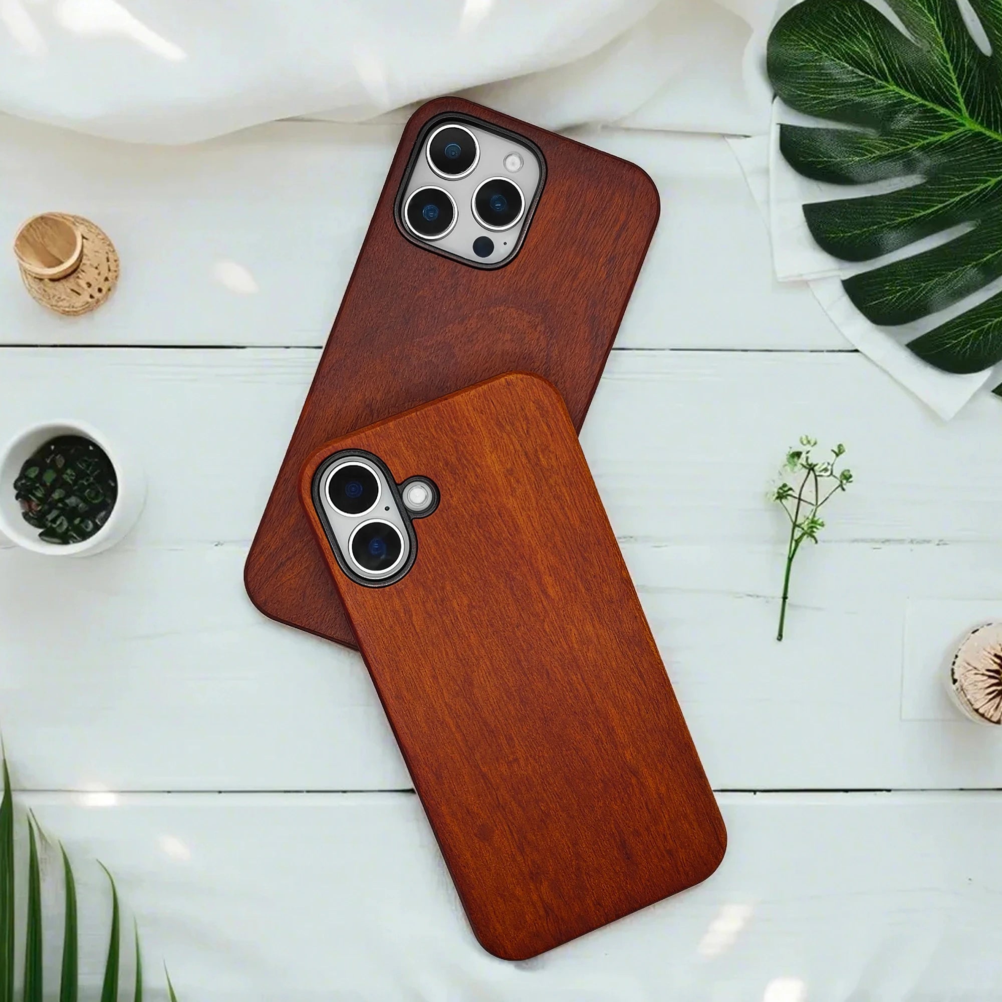 Luxury Shockproof Nature Cherry Wood Phone Case for iPhone 16, 16 Pro, 16 Pro Max Waterproof Cases Cover